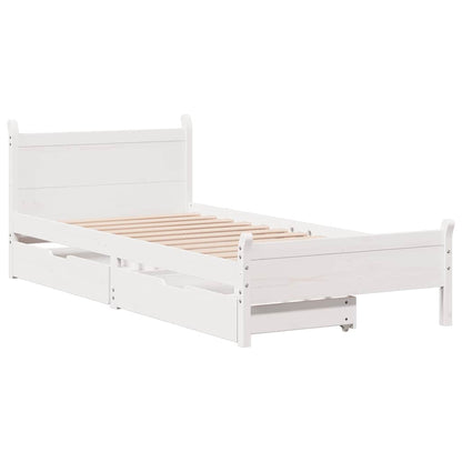 Letto senza Materasso Bianco 90x190 cm in Legno Massello Pino
