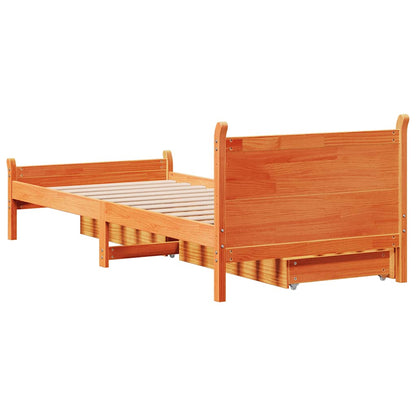 Letto senza Materasso Marrone Cera 75x190 cm in Legno di Pino | homemem39