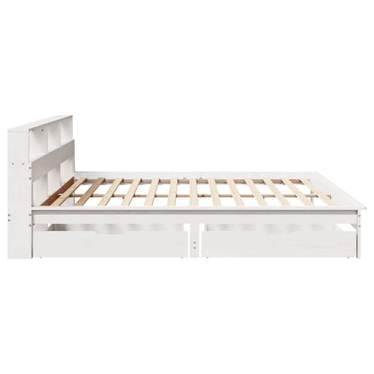 Letto Libreria senza Materasso Bianco 200x200 cm Legno di Pino | homemem39