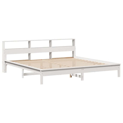 Letto Libreria senza Materasso Bianco 200x200 cm Legno di Pino | homemem39
