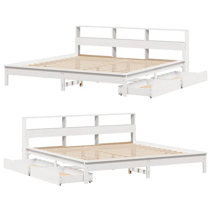 Letto Libreria senza Materasso Bianco 200x200 cm Legno di Pino | homemem39