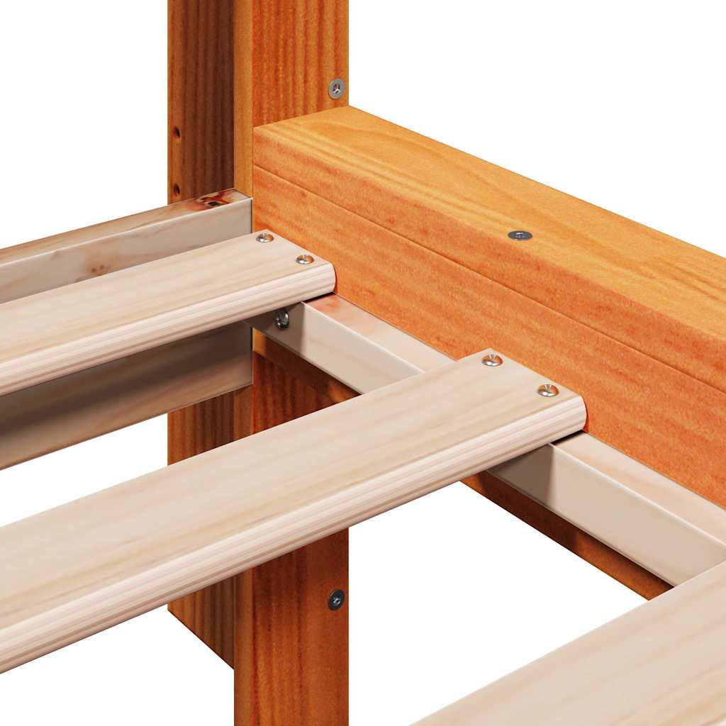 Letto Libreria senza Materasso Marrone Cera 160x200 cm in Pino