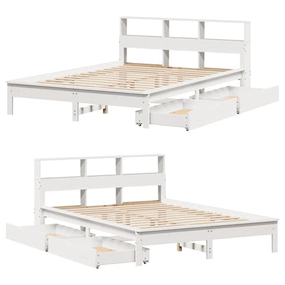 Letto Libreria senza Materasso Bianco 150x200 cm Legno di Pino - homemem39