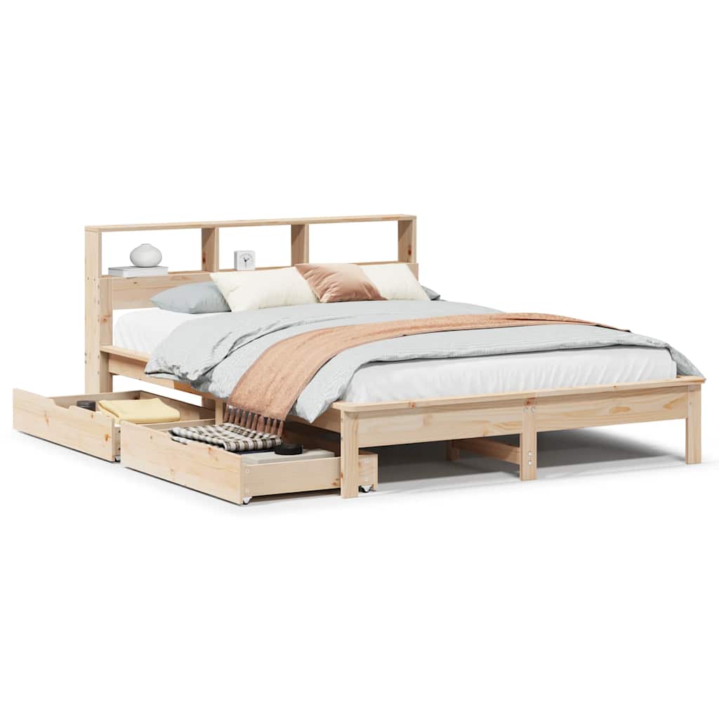 Letto Libreria senza Materasso 140x200 cm in Legno di Pino | homemem39