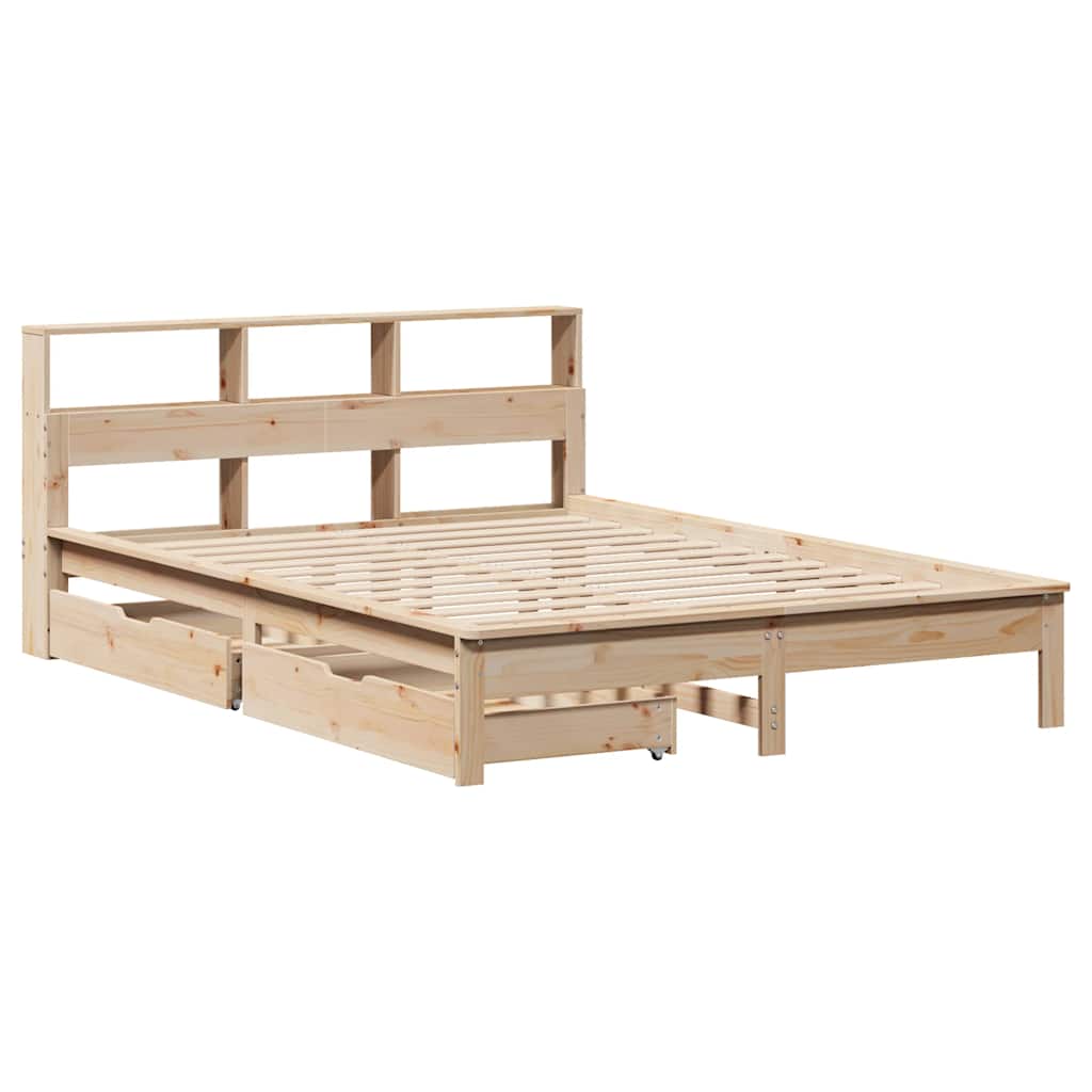 Letto Libreria senza Materasso 140x200 cm in Legno di Pino | homemem39