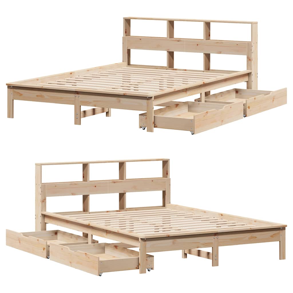 Letto Libreria senza Materasso 140x200 cm in Legno di Pino | homemem39