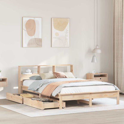 Letto Libreria senza Materasso 140x200 cm in Legno di Pino | homemem39
