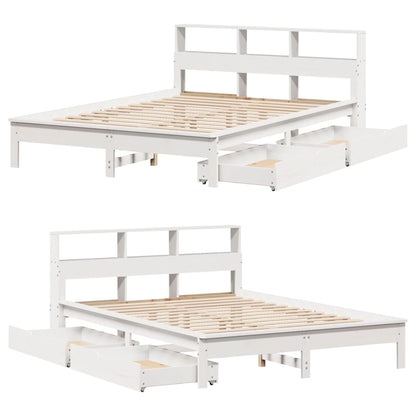 Letto Libreria senza Materasso Bianco 140x200 cm Legno di Pino - homemem39