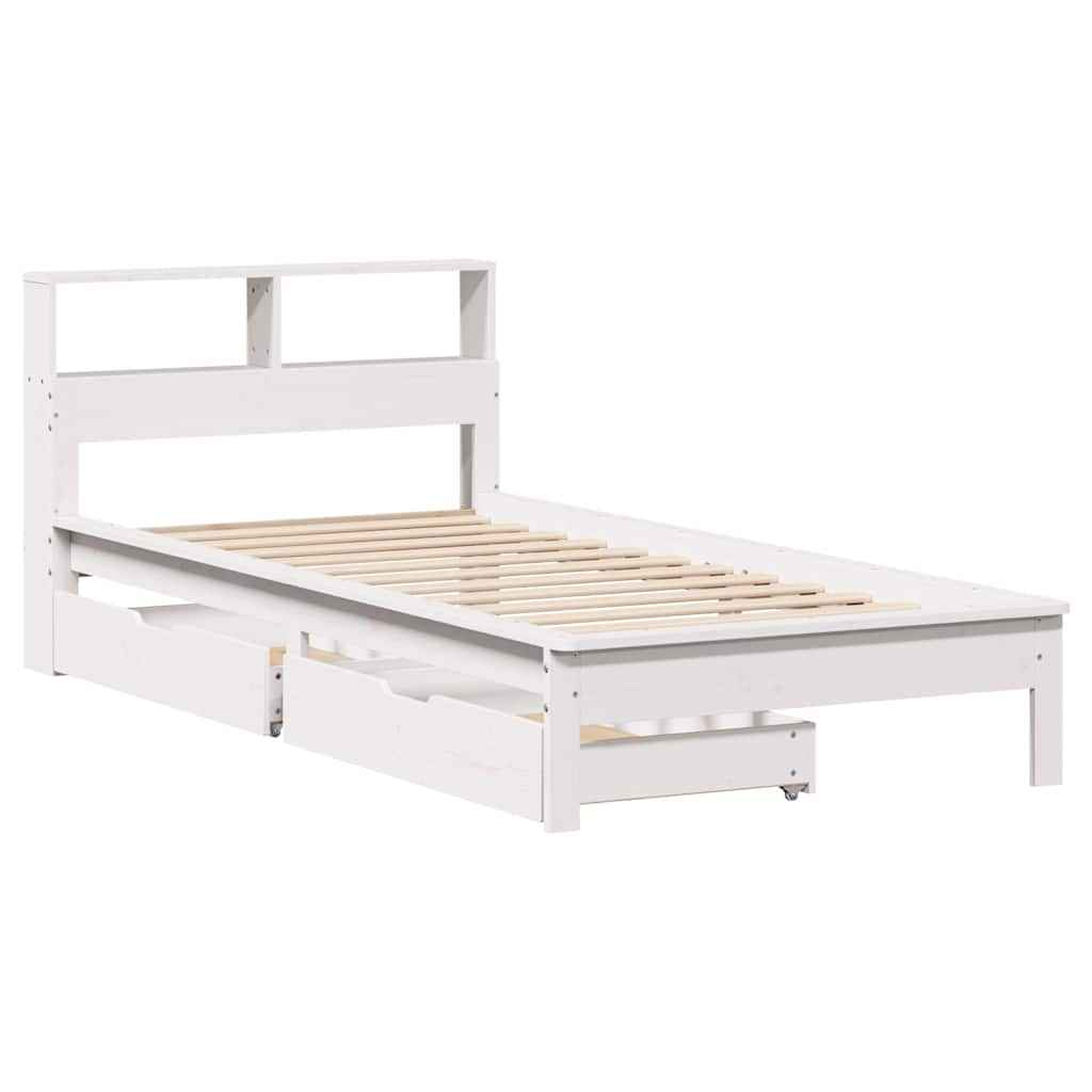 Letto Libreria senza Materasso Bianco 100x200 cm Legno di Pino | homemem39