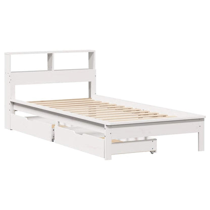 Letto Libreria senza Materasso Bianco 100x200 cm Legno di Pino | homemem39