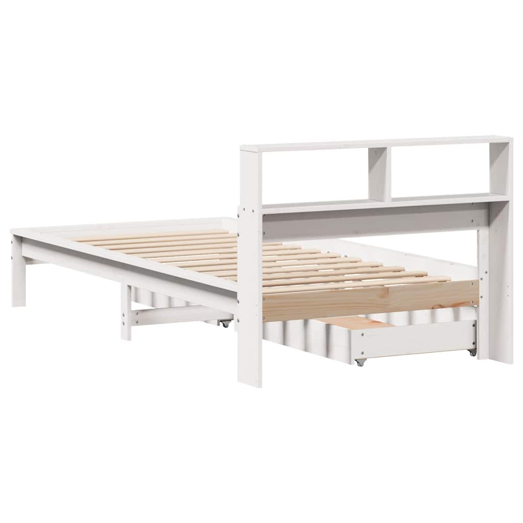 Letto Libreria senza Materasso Bianco 100x200 cm Legno di Pino | homemem39
