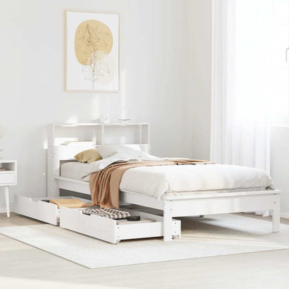 Letto Libreria senza Materasso Bianco 100x200 cm Legno di Pino | homemem39