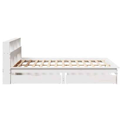 Letto Libreria senza Materasso Bianco 140x190 cm Legno di Pino | homemem39