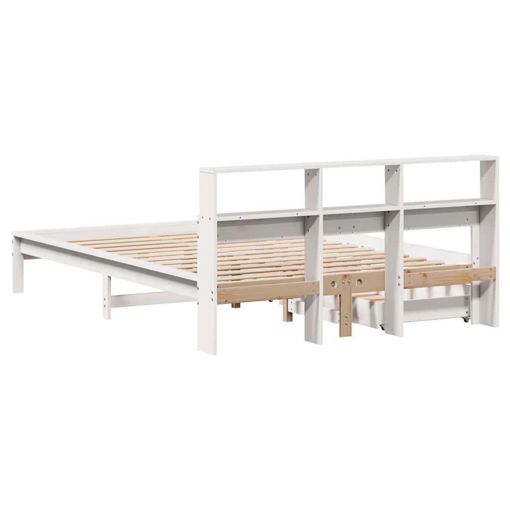 Letto Libreria senza Materasso Bianco 140x190 cm Legno di Pino | homemem39