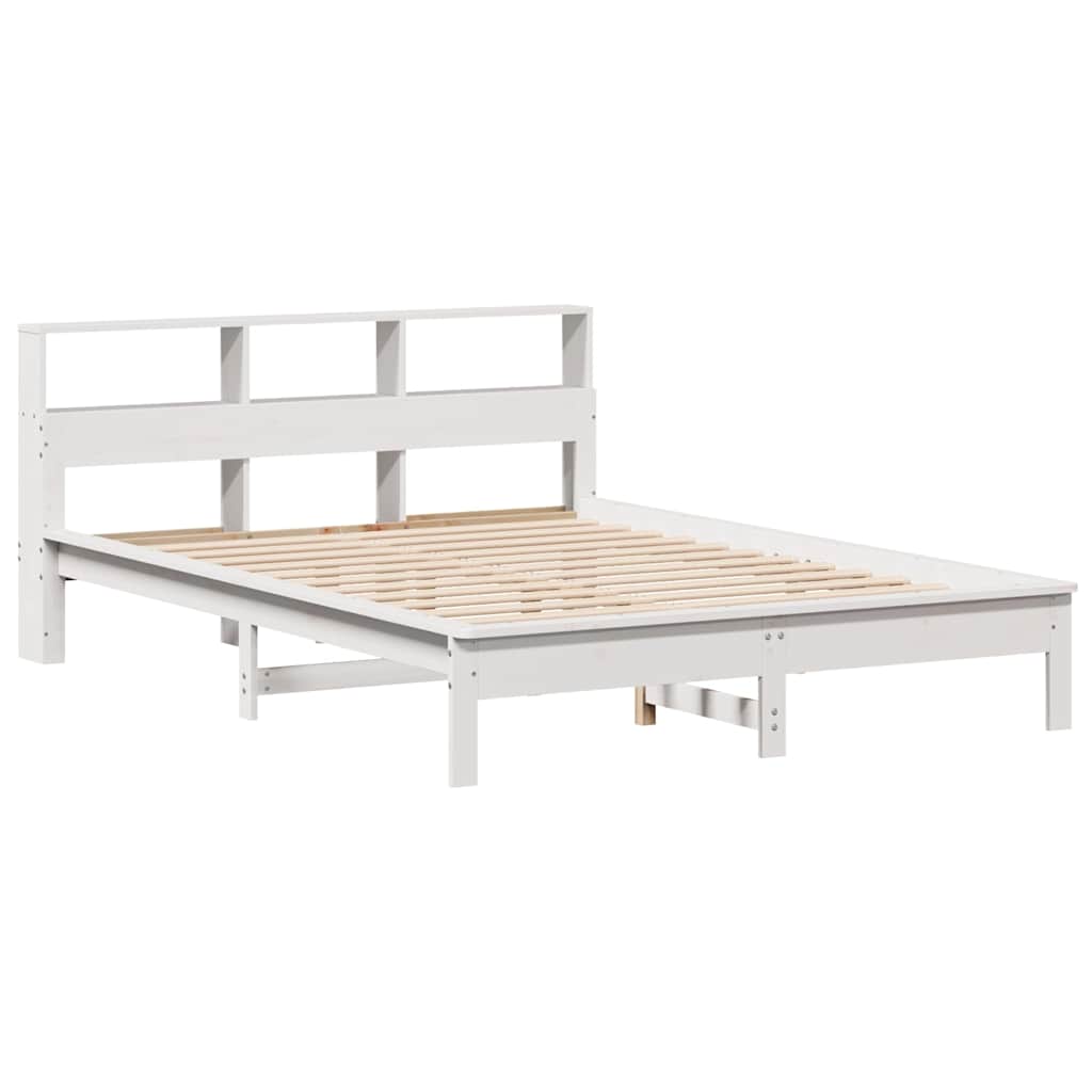 Letto Libreria senza Materasso Bianco 140x190 cm Legno di Pino | homemem39