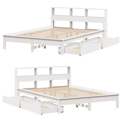 Letto Libreria senza Materasso Bianco 140x190 cm Legno di Pino | homemem39