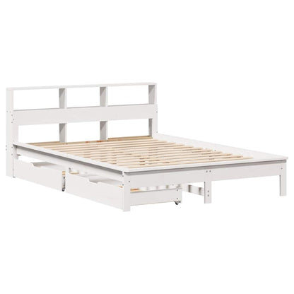 Letto Libreria senza Materasso Bianco 135x190 cm Legno di Pino | homemem39