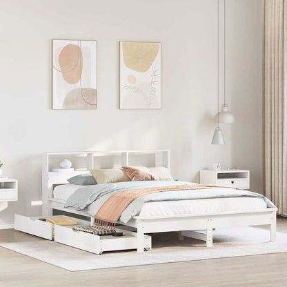Letto Libreria senza Materasso Bianco 135x190 cm Legno di Pino | homemem39
