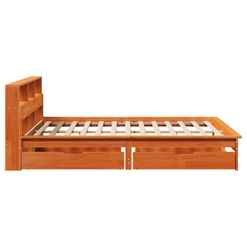 Letto Libreria senza Materasso Marrone Cera 135x190 cm in Pino | homemem39