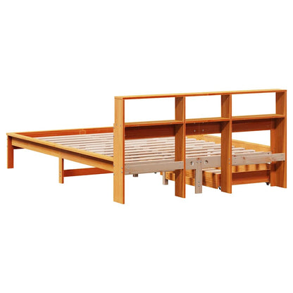 Letto Libreria senza Materasso Marrone Cera 135x190 cm in Pino | homemem39