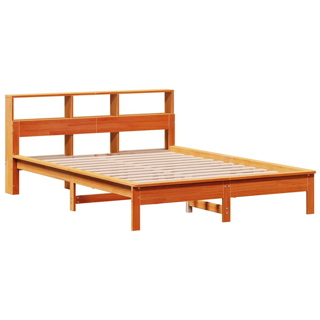 Letto Libreria senza Materasso Marrone Cera 135x190 cm in Pino | homemem39