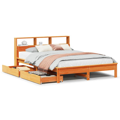 Letto Libreria senza Materasso Marrone Cera 120x190 cm in Pino | homemem39