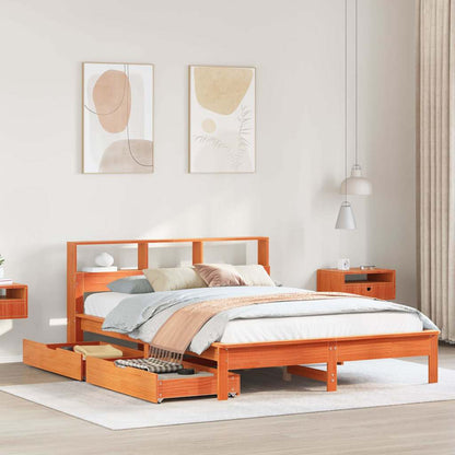 Letto Libreria senza Materasso Marrone Cera 120x190 cm in Pino | homemem39