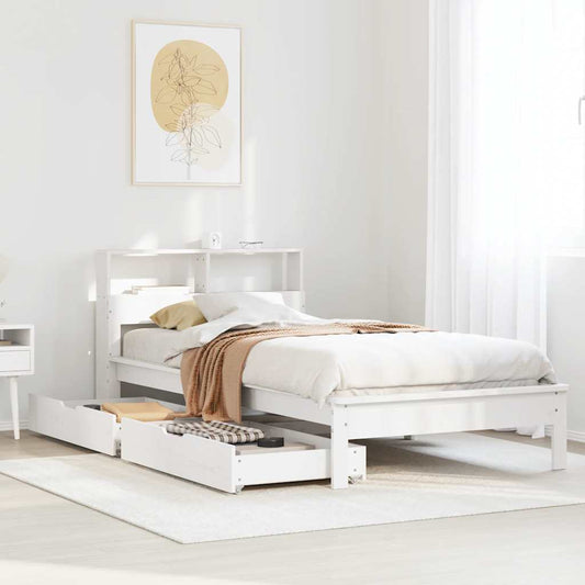 Letto Libreria senza Materasso Bianco 90x190 cm Massello Pino - homemem39