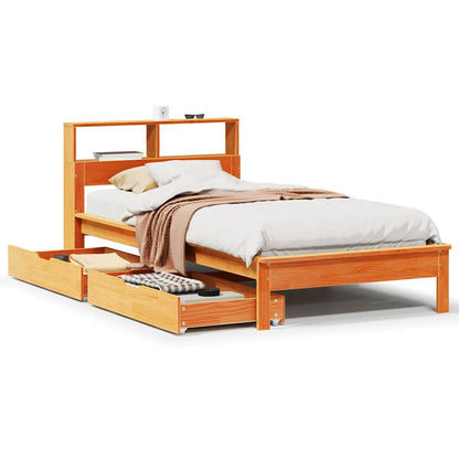 Letto Libreria senza Materasso Marrone Cera 90x190 cm in Pino | homemem39