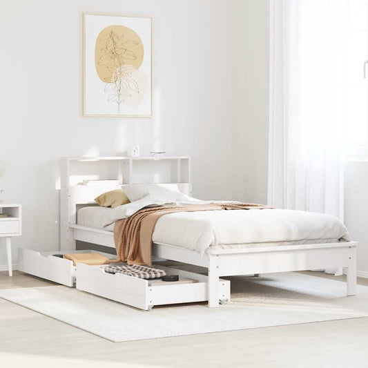 Letto con Libreria senza Materasso 75x190 cm in Legno Pino | homemem39