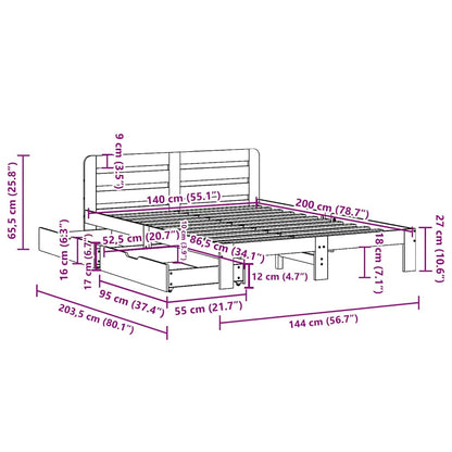 Giroletto senza Materasso Bianco 140x200 cm Legno Massello Pino | homemem39