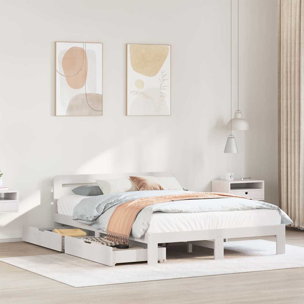 Giroletto senza Materasso Bianco 140x200 cm Legno Massello Pino | homemem39