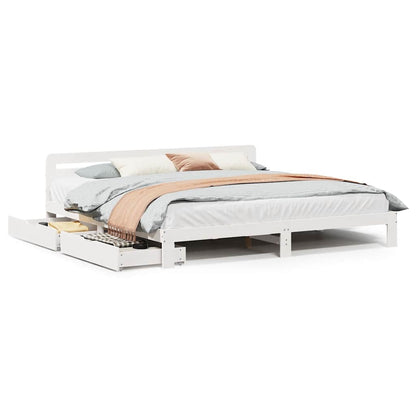 Giroletto senza Materasso Bianco 200x200 cm Legno Massello Pino | homemem39