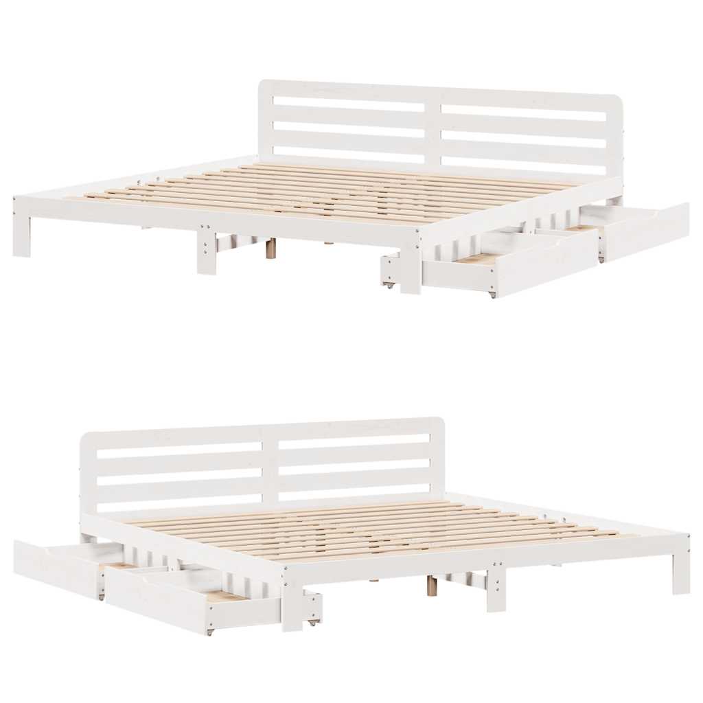 Giroletto senza Materasso Bianco 200x200 cm Legno Massello Pino | homemem39