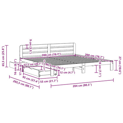 Giroletto senza Materasso Bianco 200x200 cm Legno Massello Pino | homemem39