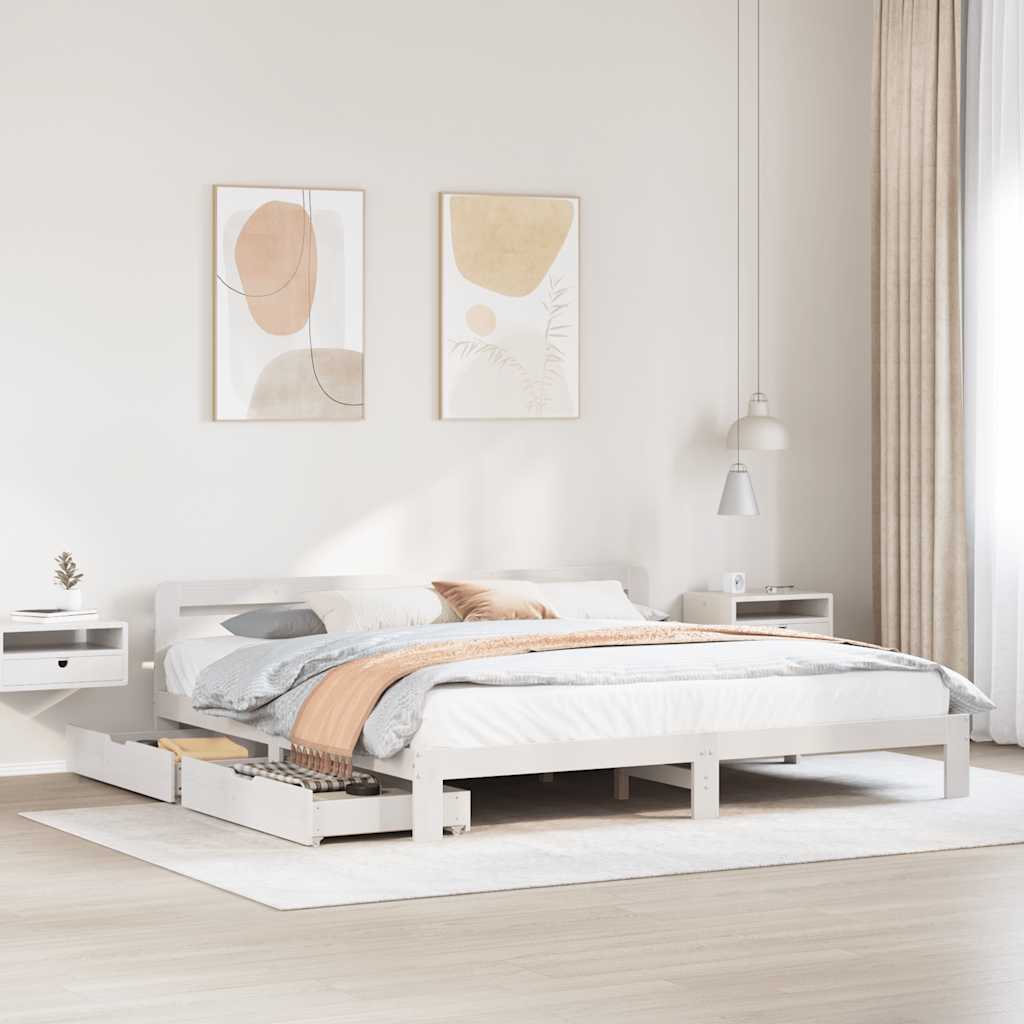 Giroletto senza Materasso Bianco 200x200 cm Legno Massello Pino | homemem39
