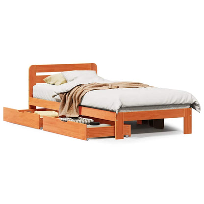 Letto senza Materasso Marrone Cera 75x190 cm in Legno di Pino