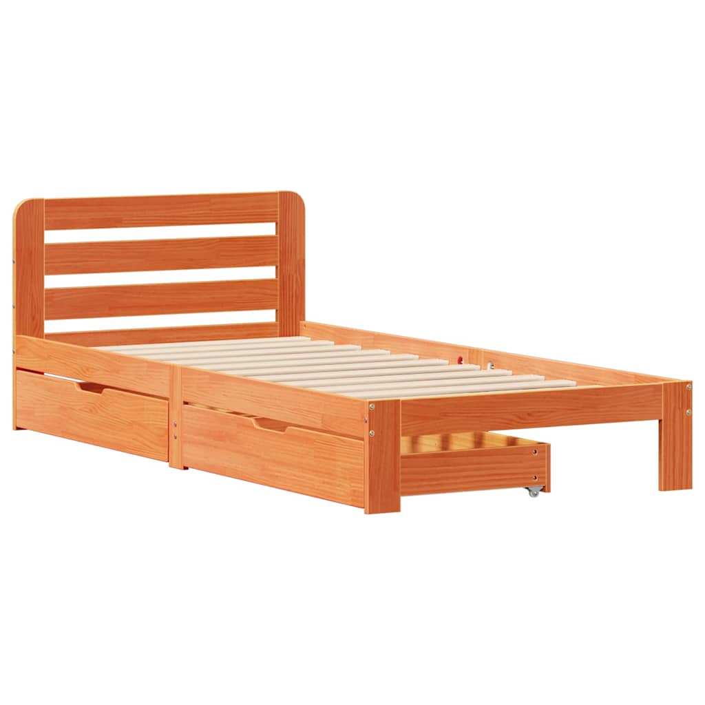 Letto senza Materasso Marrone Cera 75x190 cm in Legno di Pino
