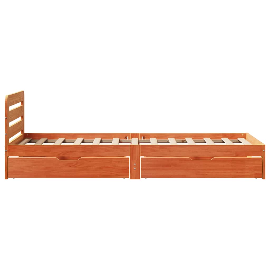 Letto senza Materasso Marrone Cera 90x190 cm in Legno di Pino | homemem39