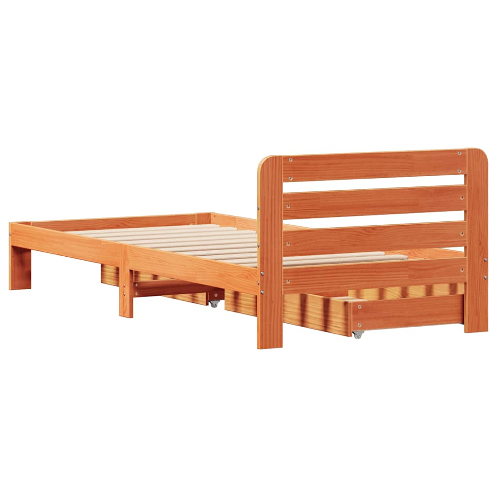 Letto senza Materasso Marrone Cera 90x190 cm in Legno di Pino | homemem39