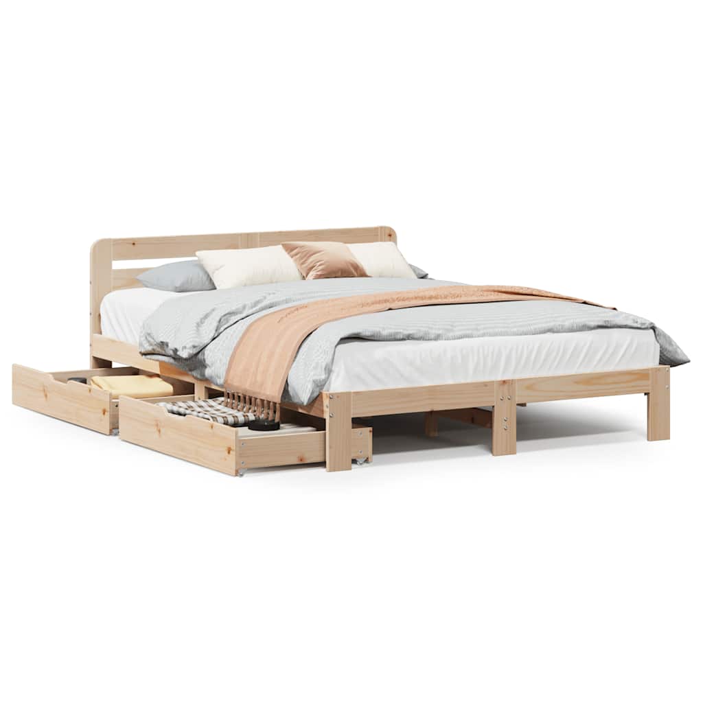 Letto senza Materasso 135x190 cm in Legno Massello di Pino