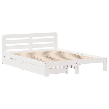 Letto senza Materasso Bianco 135x190 cm Legno Massello di Pino