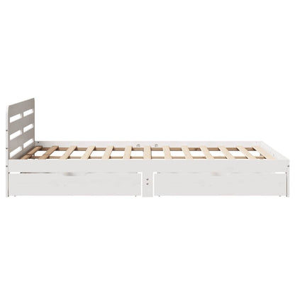 Letto senza Materasso Bianco 135x190 cm Legno Massello di Pino