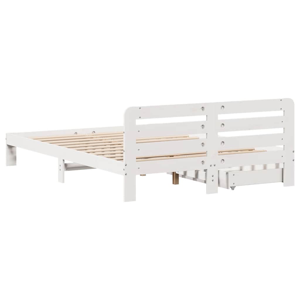 Letto senza Materasso Bianco 135x190 cm Legno Massello di Pino - homemem39