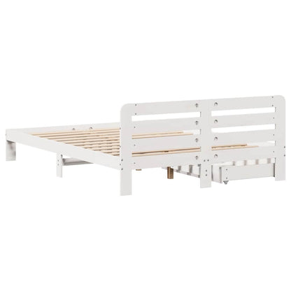 Letto senza Materasso Bianco 135x190 cm Legno Massello di Pino - homemem39