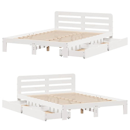 Letto senza Materasso Bianco 135x190 cm Legno Massello di Pino