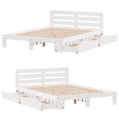Letto senza Materasso Bianco 140x190 cm Legno Massello di Pino - homemem39