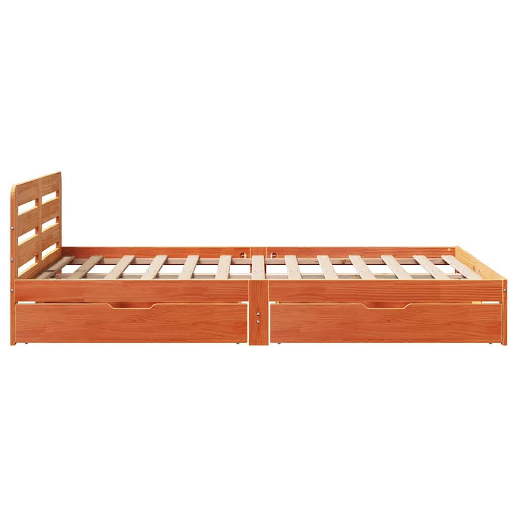 Letto senza Materasso Marrone Cera 140x190 cm in Legno di Pino | homemem39