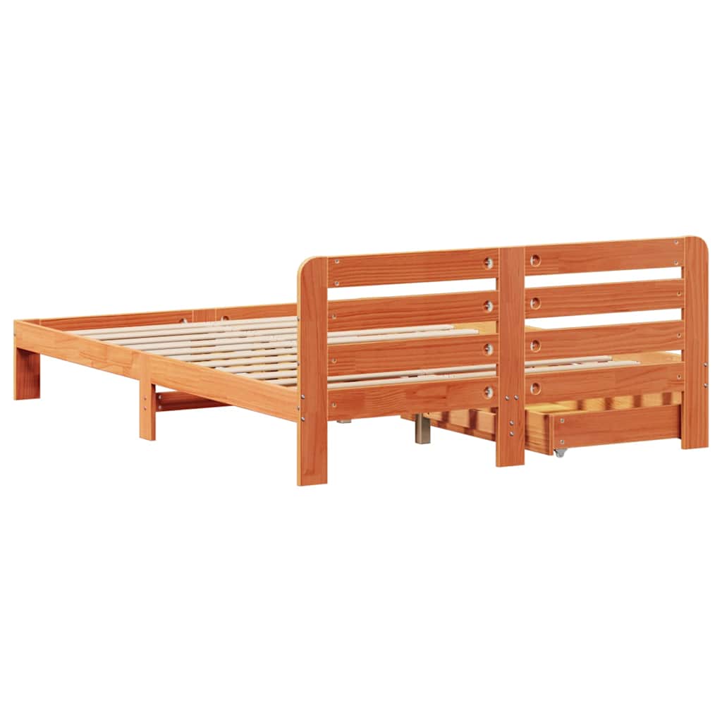 Letto senza Materasso Marrone Cera 140x190 cm in Legno di Pino | homemem39