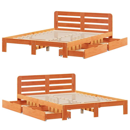 Letto senza Materasso Marrone Cera 140x190 cm in Legno di Pino | homemem39